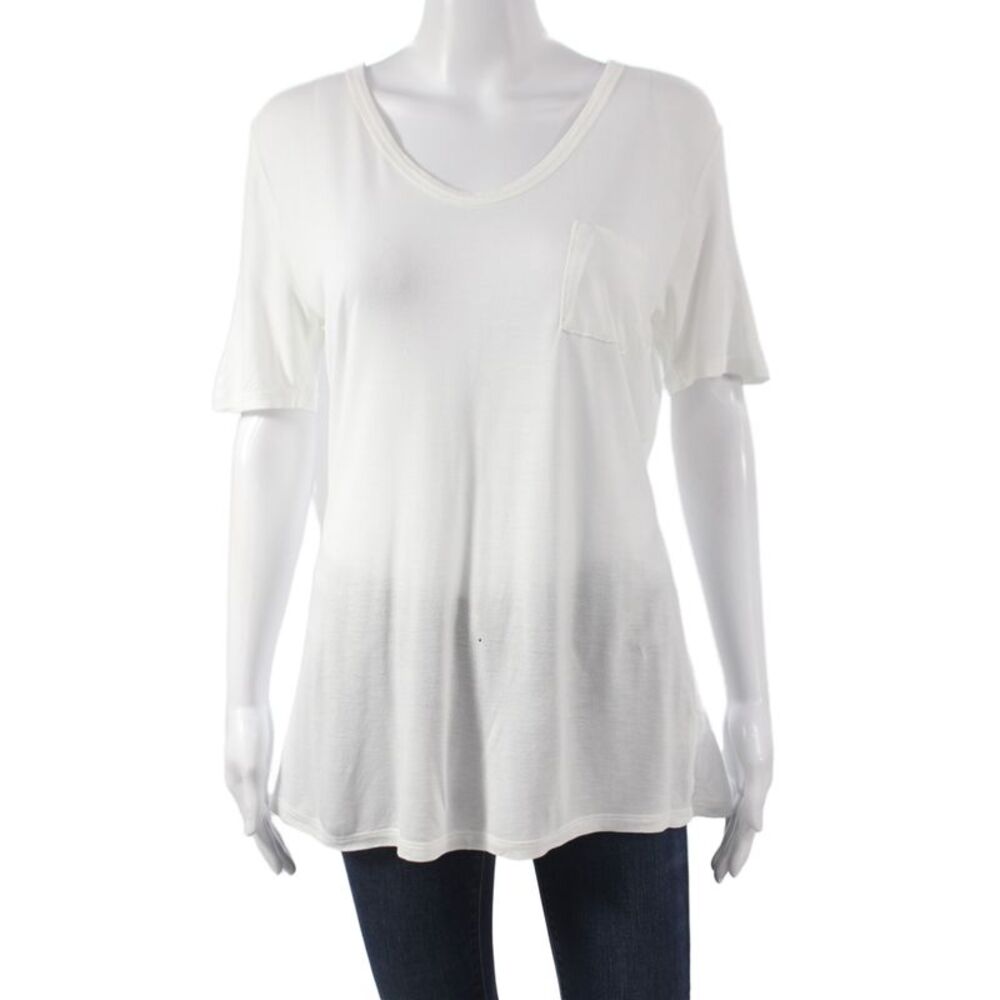 T Alexander Wang Womens White Rayon Scoop Neck Short Sleeve T-Shirt Size S